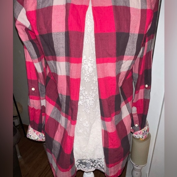 Isabella Sinclair Anthropologie flannel with flower and lace size XS EUC - Picture 5 of 8